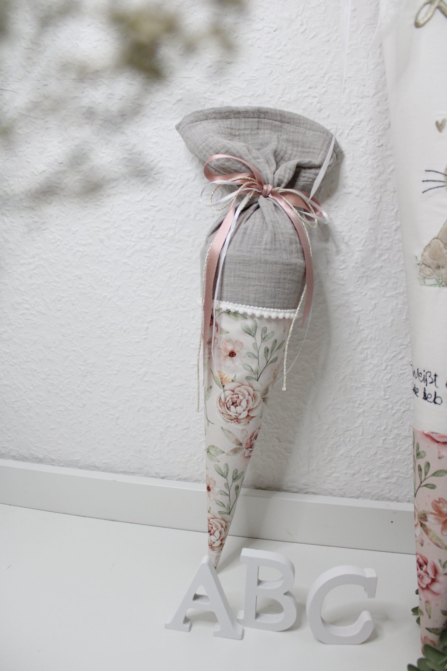 Schultüte rosa Blumen
