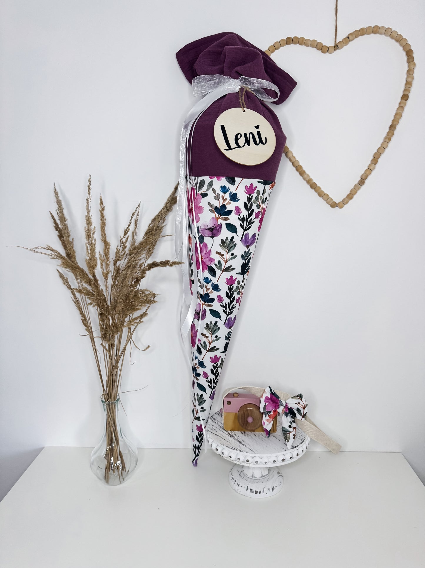 Schultüte lila Blumen