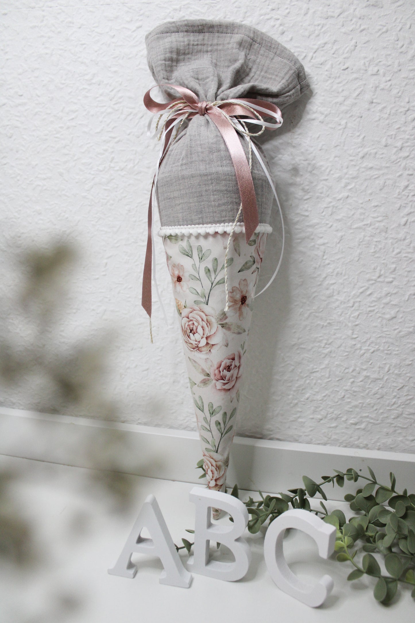 Schultüte rosa Blumen Vintage