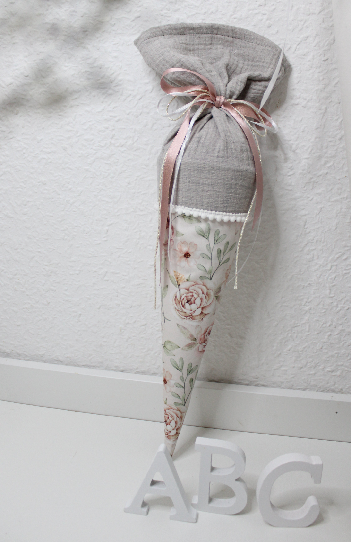 Schultüte rosa Blumen