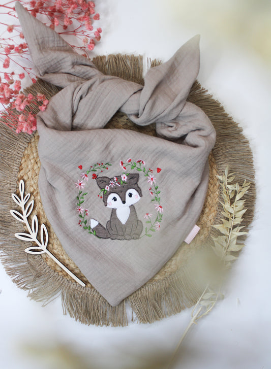 Besticktes Tuch Frühlingsfuchs